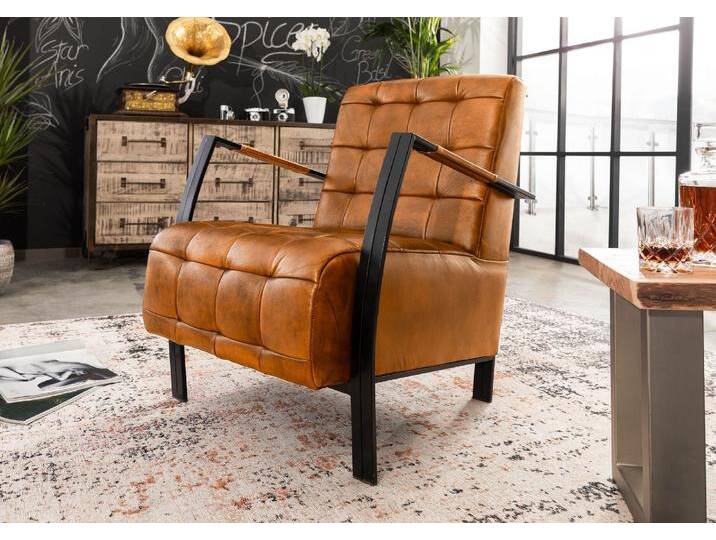 Sessel Echtleder 64x76x83 cognac IRON LABEL #13 Sessel Echtleder 64x76x83 cognac IRON LABEL #13 von MASSIVMOEBEL24