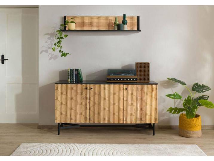 Sideboard Akazie 150x40x76 natur lackiert / Marmor schwarz LONDON #100 Sideboard Akazie 150x40x76 natur lackiert / Marmor schwarz LONDON #100 von MASSIVMOEBEL24