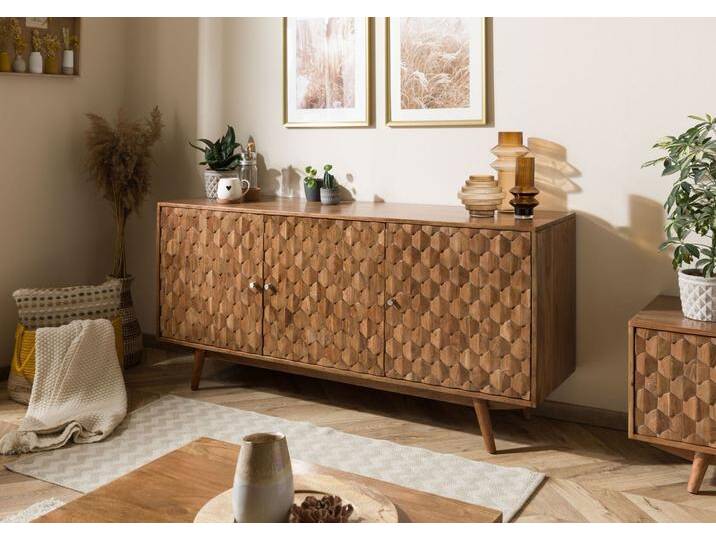 Sideboard Akazie 160x42x75 Akazie natur lackiert MOSAYK #110 von MASSIVMOEBEL24