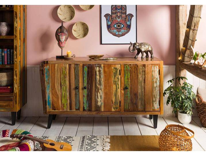 Sideboard Altholz 150x45x86 mehrfarbig lackiert SIXTIES #111 von MASSIVMOEBEL24