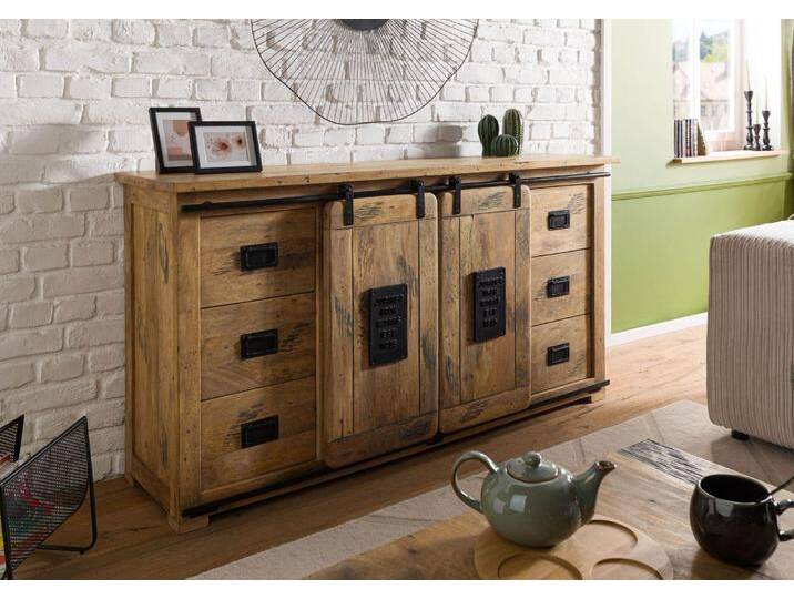 Sideboard Mango 170x45x90 natur lackiert RAILWAY #193 von MASSIVMOEBEL24