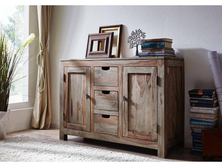 Sideboard Sheesham 120x45x85  grau geölt NATURE GREY #83 von MASSIVMOEBEL24