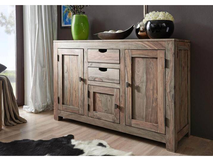 Sideboard Sheesham 130x45x85  grau geölt NATURE GREY #86 von MASSIVMOEBEL24