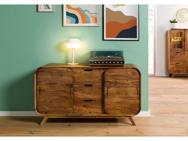 Sideboard Sheesham 134x40x75 hellbraun lackiert MAILAND #101 von MASSIVMOEBEL24