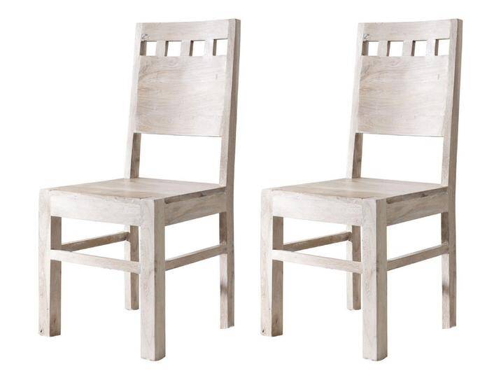 Stuhl Akazie 45x45x100 weiß getüncht NATURE WHITE #120, 2er Set von MASSIVMOEBEL24