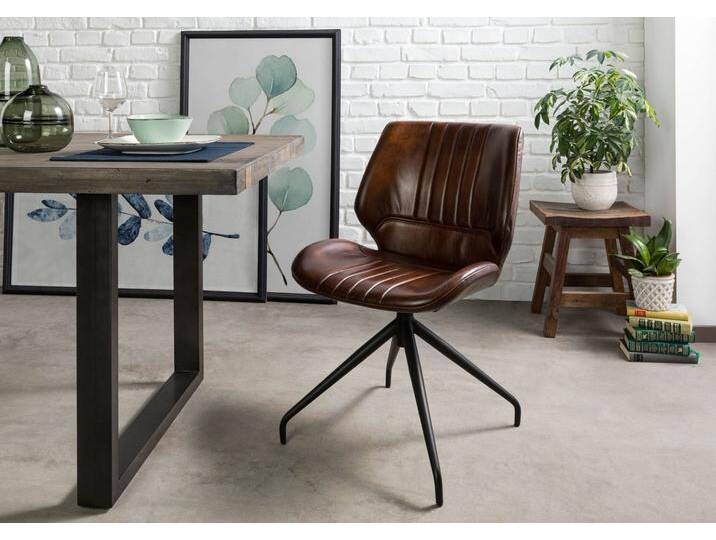 Stuhl Echtleder 51x61x84 braun IRON LABEL #111 - 2er Set Stuhl Echtleder 51x61x84 braun IRON LABEL #111 - 2er Set von MASSIVMOEBEL24