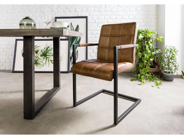 Stuhl Echtleder 51x62x79 braun IRON LABEL #24, 2er Set Stuhl Echtleder 51x62x79 braun IRON LABEL #24, 2er Set von MASSIVMOEBEL24