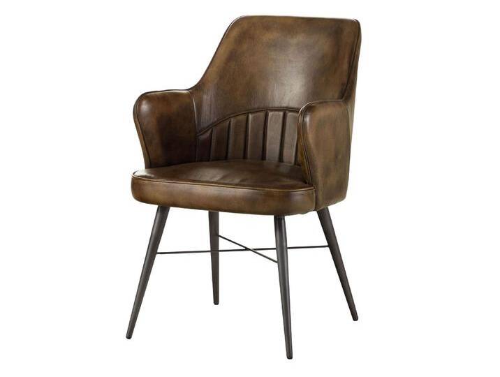 Stuhl Echtleder 55x62x84 dunkelbraun IRON LABEL #30 von MASSIVMOEBEL24
