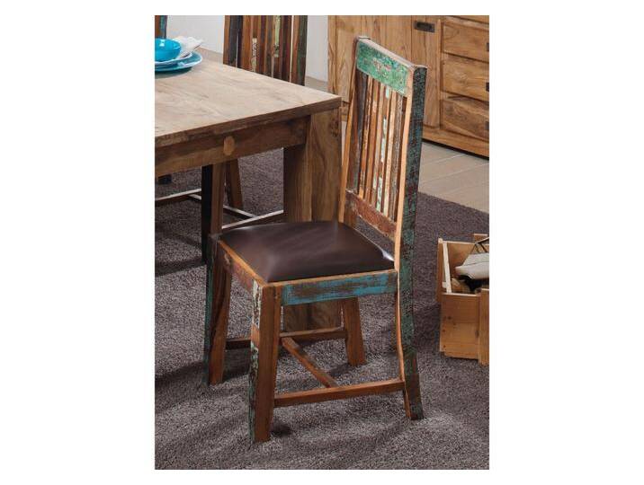 Stuhl Echtleder Altholz 45x45x100 mehrfarbig lackiert NATURE OF SPIRIT #56 - 2er Set von MASSIVMOEBEL24