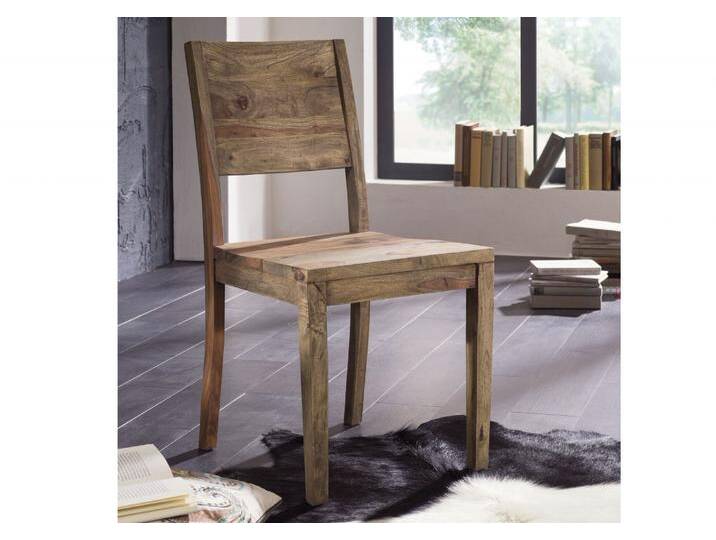 Stuhl Sheesham 45x45x90  grau geölt NATURE GREY #705 - 2er Set von MASSIVMOEBEL24