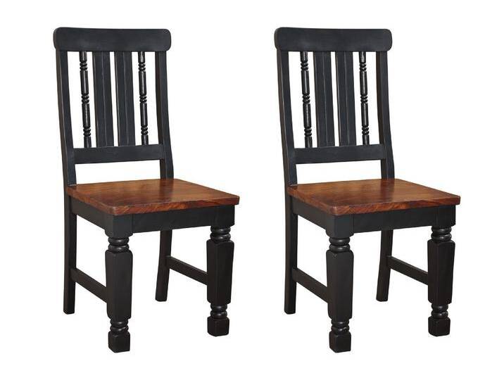 Stuhl Sheesham 45x45x98 schwarz/braun lackiert NEW BOSTON #120, 2er Set von MASSIVMOEBEL24