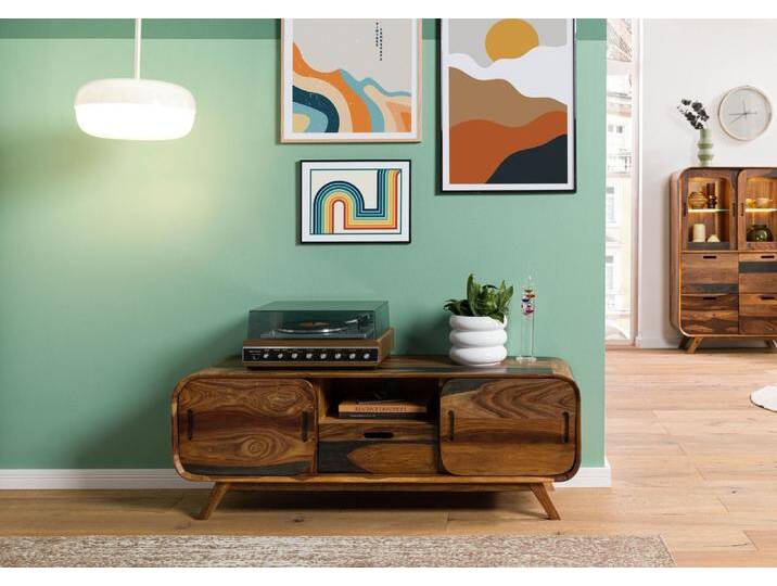TV-Board Sheesham 134x40x48 dunkelbraun lackiert MAILAND #225 von MASSIVMOEBEL24