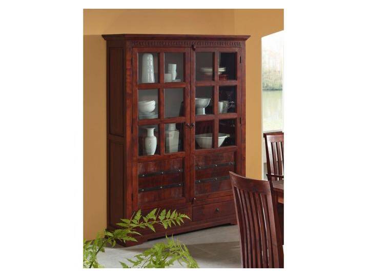 Vitrine Akazie 134x50x196 nougat lackiert OXFORD #456 von MASSIVMOEBEL24