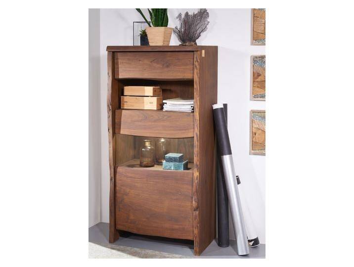 Vitrine Akazie 71x45x147 braun lackiert PURE ACACIA #210 von MASSIVMOEBEL24