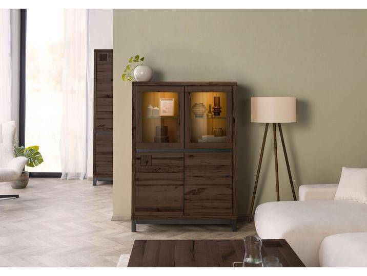 Vitrine Kernbuche 103x40x148 tabacco braun geölt VILLANDERS #202 von MASSIVMOEBEL24