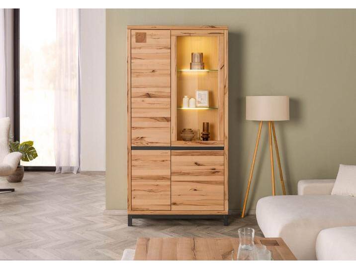 Vitrine Kernbuche 103x40x205 natur geölt VILLANDERS #101 von MASSIVMOEBEL24