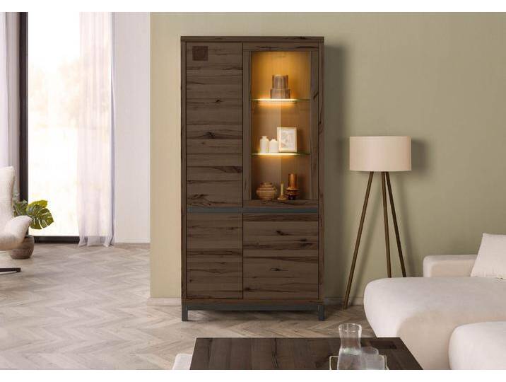 Vitrine Kernbuche 103x40x205 tabacco braun geölt VILLANDERS #201 von MASSIVMOEBEL24