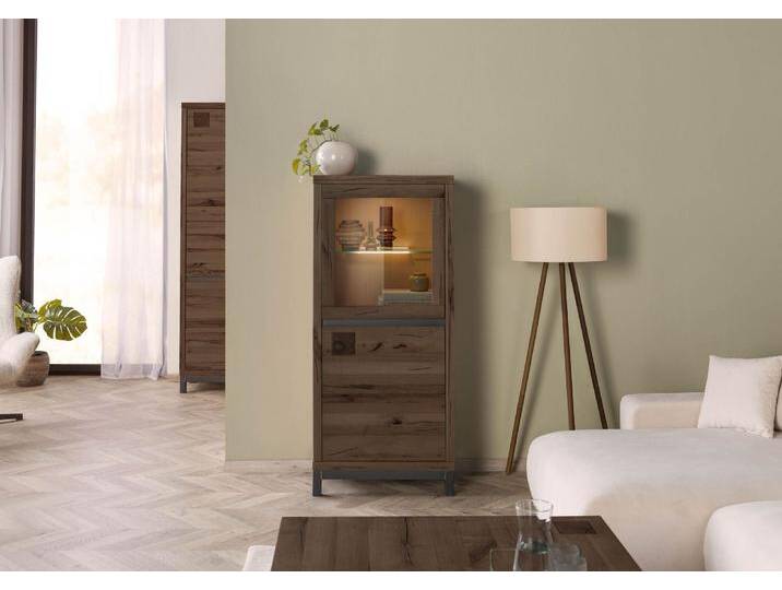 Vitrine Kernbuche 65x40x148 tabacco braun geölt VILLANDERS #204 von MASSIVMOEBEL24