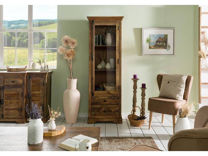 Vitrine Mango 65x45x190 dunkelbraun geölt RODEZ #151 Vitrine Mango 65x45x190 dunkelbraun geölt RODEZ #151 von MASSIVMOEBEL24