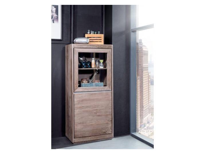 Vitrine Sheesham 63x40x147 smoked oak lackiert SYDNEY #205 von MASSIVMOEBEL24