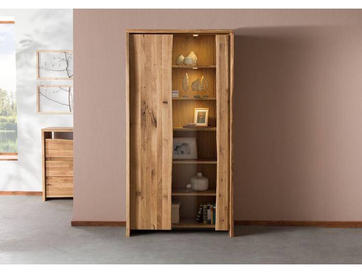 Vitrine Wildeiche 105x45x204 natur geölt PURE OAK #106 von MASSIVMOEBEL24