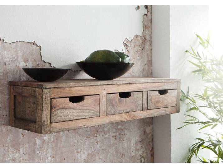 Wandelement Sheesham 98x25x20  grau geölt NATURE GREY #067 von MASSIVMOEBEL24