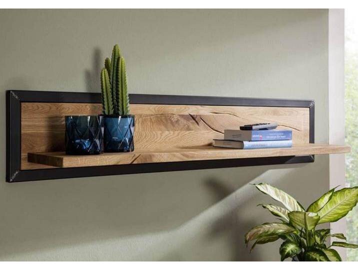 Wandregal Wildeiche 120x22x24 natur geölt, modernes Design, metallischer Rahmen, unikate Rissoberfläche, in 3 Farben Wandregal Wildeiche 120x22x24 natur geölt, modernes Design, metallischer Rahmen, unikate Rissoberfläche, in 3 Farben von MASSIVMOEBEL24