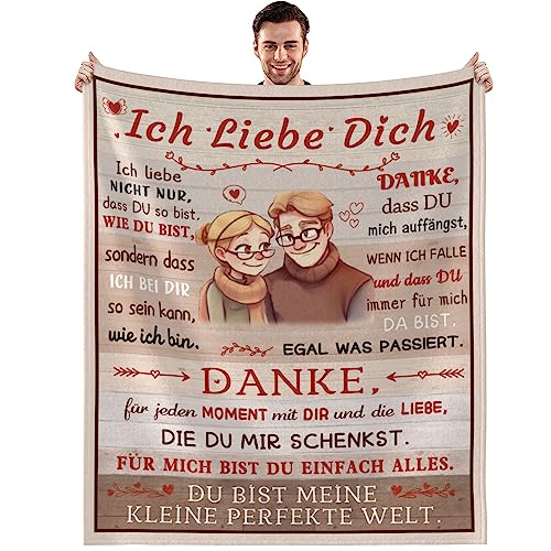 Ich Liebe Dich Geschenke, Partner Geschenke für Ihn Sie, Hochzeitstag Valentinstag Weihnachten Jahrestag Geschenke für Männer Frauen Freund Liebhaber Paare, Flauschige Fleecedecke 150 x 200 cm von MAST DOO