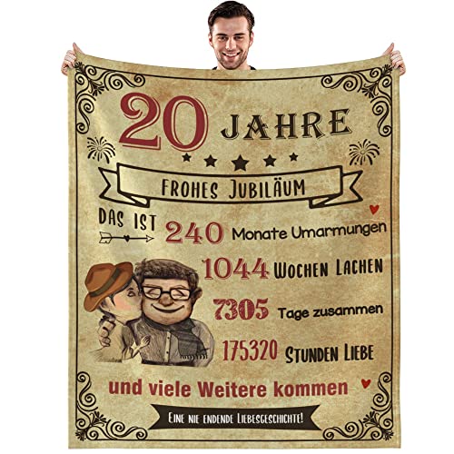 MAST DOO Geschenk Hochzeitstag, Decke zum 20 Jahre Hochzeitstag, Jubiläum, Jahrestag Valentinstag Geburtstag Liebe Geschenke Für Paare Frauen Männer, Superweiche Fleecedecke 130x150cm von MAST DOO