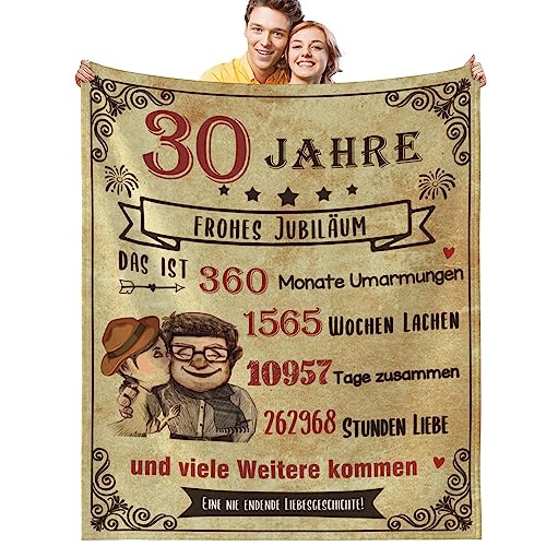 MAST DOO Geschenk Hochzeitstag, Decke zum 30 Jahre Hochzeitstag, Jubiläum, Jahrestag Valentinstag Geburtstag Liebe Geschenke Für Paare Frauen Männer, Superweiche Fleecedecke 130x150cm von MAST DOO