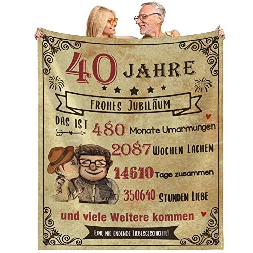 MAST DOO Rubinhochzeit Geschenk, Decke zum 40 Jahre Hochzeitstag, Jubiläum, Jahrestag Valentinstag Geburtstag Liebe Geschenke Für Paare Frauen Männer, Superweiche Fleecedecke 130x150cm von MAST DOO