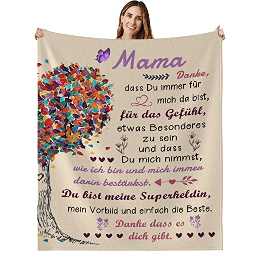 MAST DOO Geschenke für Mama, Geburtstagsgeschenk für Mama Decke, Geburtstag Muttertag Mutter Geschenk Kuscheldecke Flauschig, Beste Geschenkideen, Super weiche Fleecedecke 150x130cm von MAST DOO