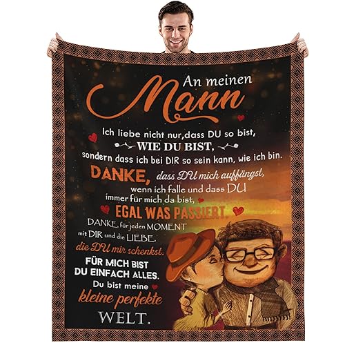 MAST DOO Hochzeitstag Geschenke für Männer, Jahrestag Hochzeitstag Valentinstag Geburtstag Geschenke Liebesgeschenke für Ihn, Decke An Meine Mann Von Frau, Fleecedecke Flauschig 150x130cm von MAST DOO