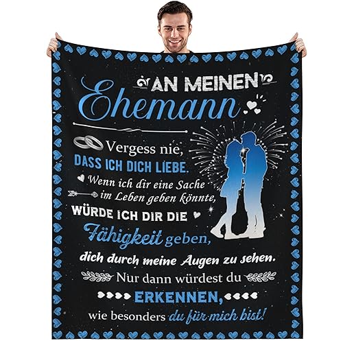 MAST DOO Hochzeitstag Geschenke für Männer, Jahrestag Hochzeitstag Valentinstag Geburtstag Geschenke Liebesgeschenke für Ihn, Decke An Meine Mann Von Frau, Fleecedecke Flauschig 150x200cm von MAST DOO