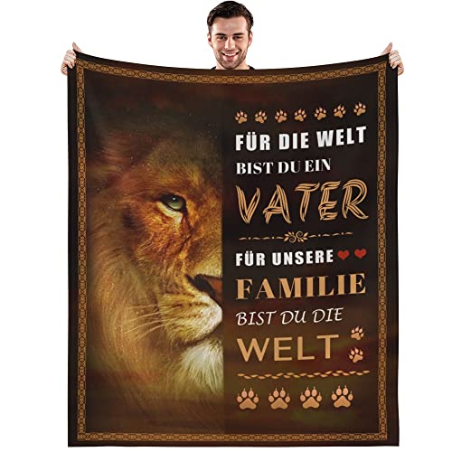 MAST DOO Kuscheldecke Papa Geschenk, Geburtstagsgeschenk Vatertagsgeschenk Weihnachten Geburtstag Geschenke für Papa Löwe Geschenk Super Weich Decke Flauschig 130x150cm von MAST DOO