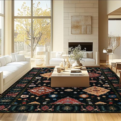 MAST DOO Teppich Wohnzimmer 140x200cm - Boho Kurzflor Teppich Großer Teppich Schlafzimmer - Orientalischer Vintage Teppich Weich Waschbar rutschfest Design für Schlafzimmer, Esszimmer, Küchen von MAST DOO