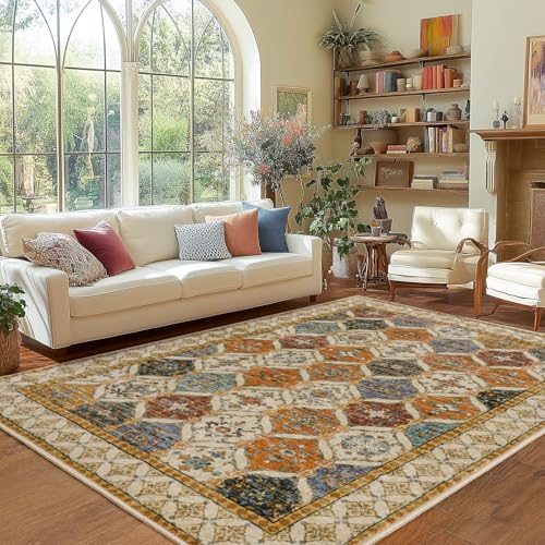 MAST DOO Teppich Wohnzimmer 160x230cm, Boho Kurzflor Teppich Waschbarer, Schlafzimmer Wohnzimmer Teppiche Großer Waschbar rutschfest Design für Esszimmer Büro Bereich Dekor, Farbig von MAST DOO