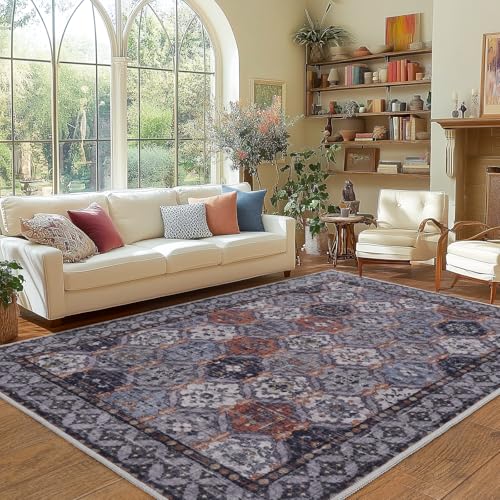 MAST DOO Teppich Wohnzimmer 160x230cm, Boho Kurzflor Teppich Waschbarer, Schlafzimmer Wohnzimmer Teppiche Großer Waschbar rutschfest Design für Esszimmer Büro Bereich Dekor, Violett MAST DOO Teppich Wohnzimmer 160x230cm, Boho Kurzflor Teppich Waschbarer, Schlafzimmer Wohnzimmer Teppiche Großer Waschbar rutschfest Design für Esszimmer Büro Bereich Dekor, Violett von MAST DOO