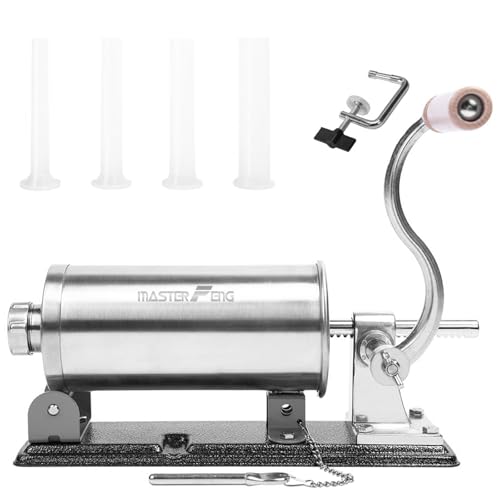 MASTER FENG Horizontale Wurstfüllmaschine verpackt mit 4 Kunststoff-Fülltrichtern (1,1 kg Kapazität) von MASTER FENG