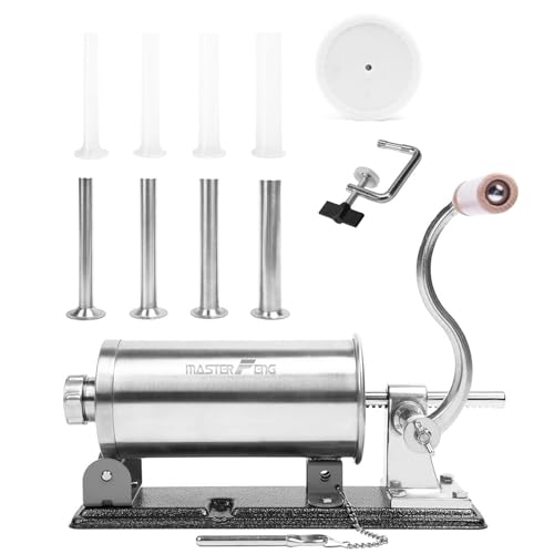 MASTER FENG Horizontale Wurstfüllmaschine verpackt mit 8 Fülltrichtern und 1 Silikonkolben (1,1 kg Kapazität) von MASTER FENG