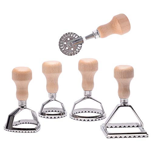 MASTER FENG Ravioli MF-12456 Stempel-Maker Cutter mit Rollrad, Form mit Holzgriff und geriffeltem Rand, Nudelpresse Küchenaufsatz MASTER FENG Ravioli MF-12456 Stempel-Maker Cutter mit Rollrad, Form mit Holzgriff und geriffeltem Rand, Nudelpresse Küchenaufsatz von MASTER FENG