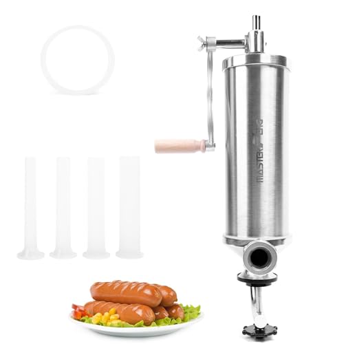 MASTER FENG Vertikale Wurstfüllmaschine verpackt mit 4 Kunststoff-Fülltrichtern (2,3 kg Kapazität) von MASTER FENG