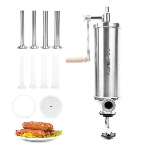 MASTER FENG Vertikale Wurstfüllmaschine verpackt mit 8 Fülltrichtern und 1 Silikonkolben (2,3 kg Kapazität) von MASTER FENG