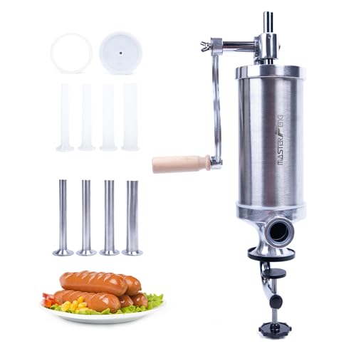 MASTER FENG Vertikaler Wurstfüller mit 8 Fülltrichtern und 1 Silikonkolben [2.5LBS Kapazität] von MASTER FENG