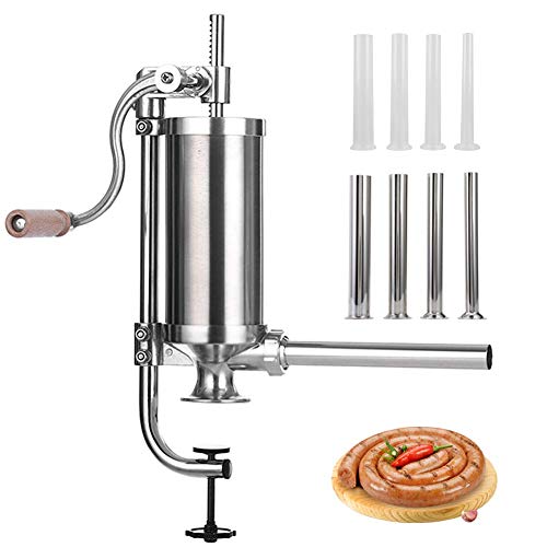 MASTER FENG Wurstfüller, Edelstahl hausgemachte Wurstmaschine vertikale Fleischfüllung Küchenmaschine, verpackt 8 Füllröhrchen (1,1 kg vertikal) von MASTER FENG