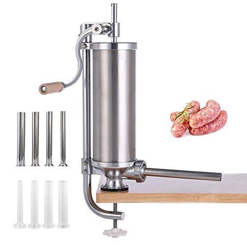 MASTER FENG Wurstfüller, vertikaler Edelstahl-Wurstmacher, verpackt mit 8 Rohren, für gewerbliche und private Nutzung (2,3 kg vertikal) von MASTER FENG