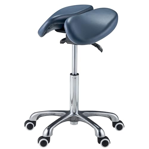MASTER HEALTH PRODUCT Massage Berkeley MS13D Ergonomischer Haltungssattelstuhl, zweiteiliger Sattelhocker, hydraulischer Drehstuhl, Rollsitz, Hocker und Höhe, Aluminium-Basis mit weichen Gummirollen von MASTER HEALTH PRODUCT