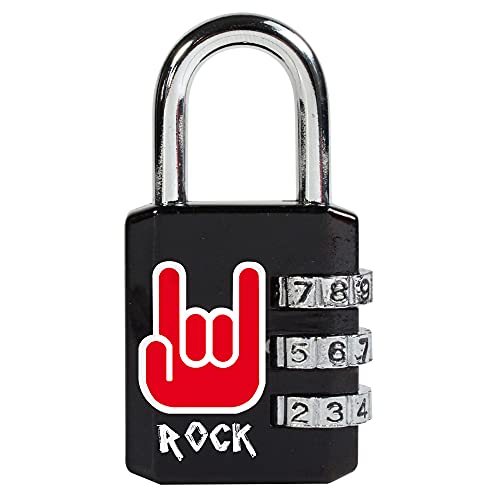 Master Lock 1509EURDROCK Zahlenschloss mit Rockmotiv, Rockmotiv, 6,2 x 3,2 x 1,4 cm Black And Red von MASTER LOCK