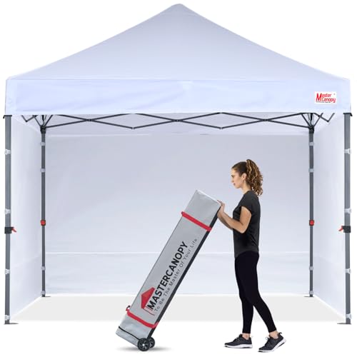 MASTERCANOPY 2,5 x 2,5 m Pop-up-Pavillon Faltpavillon Festzelt mit 4 Seitenwänden/Seitenteilen für Markt, Garten, Events, Weiß von MasterCanopy