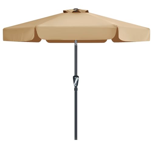 MasterCanopy 230 cm Sonnenschirm mit Volant Patioschirm Gartenschirm Terrassenschirm Tischschirm Martkschirm, Khaki von MasterCanopy